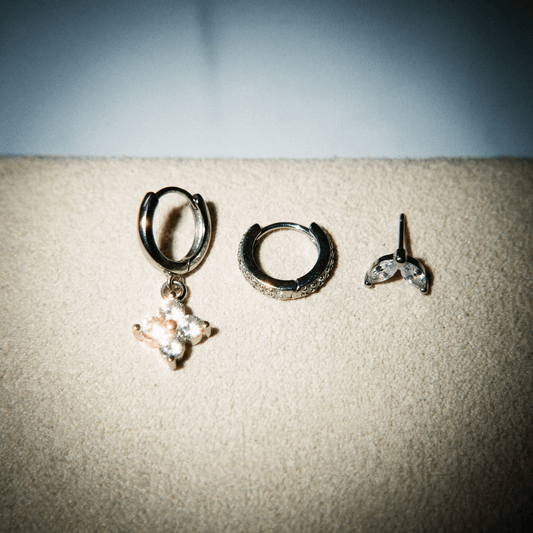 3 Piece Earrings Silver or Gold Set (more colours) - 