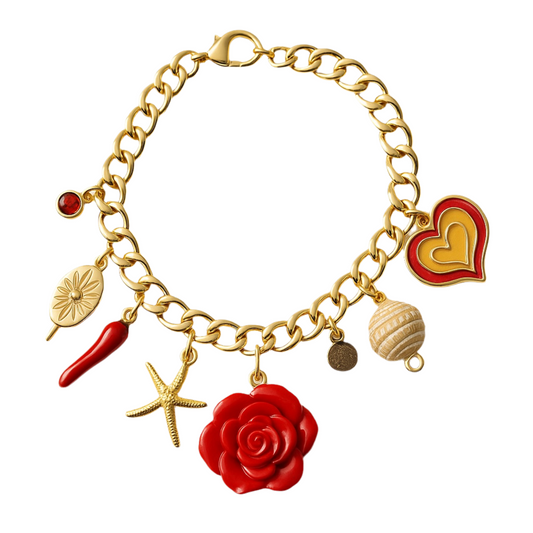 Orna Signature Gold Red Charm Bracelet