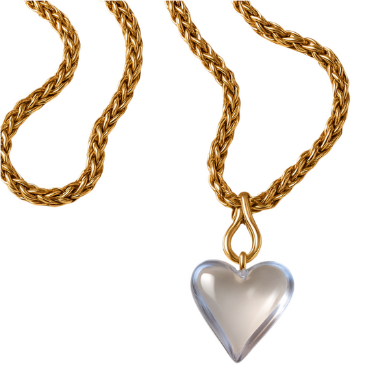 1 of 1 Gold and Murano Glass Heart Multiwear Necklace