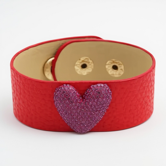 Little L Red Leather Cuff