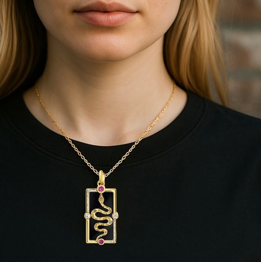 Tarot Snake Gold and Black Necklace