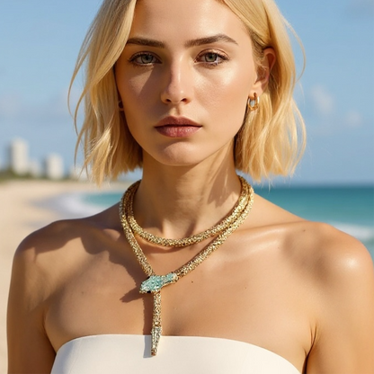 Snake Charmer Multi Gold Necklace