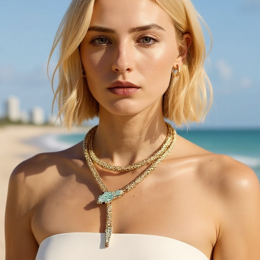 Snake Charmer Multi Gold Necklace