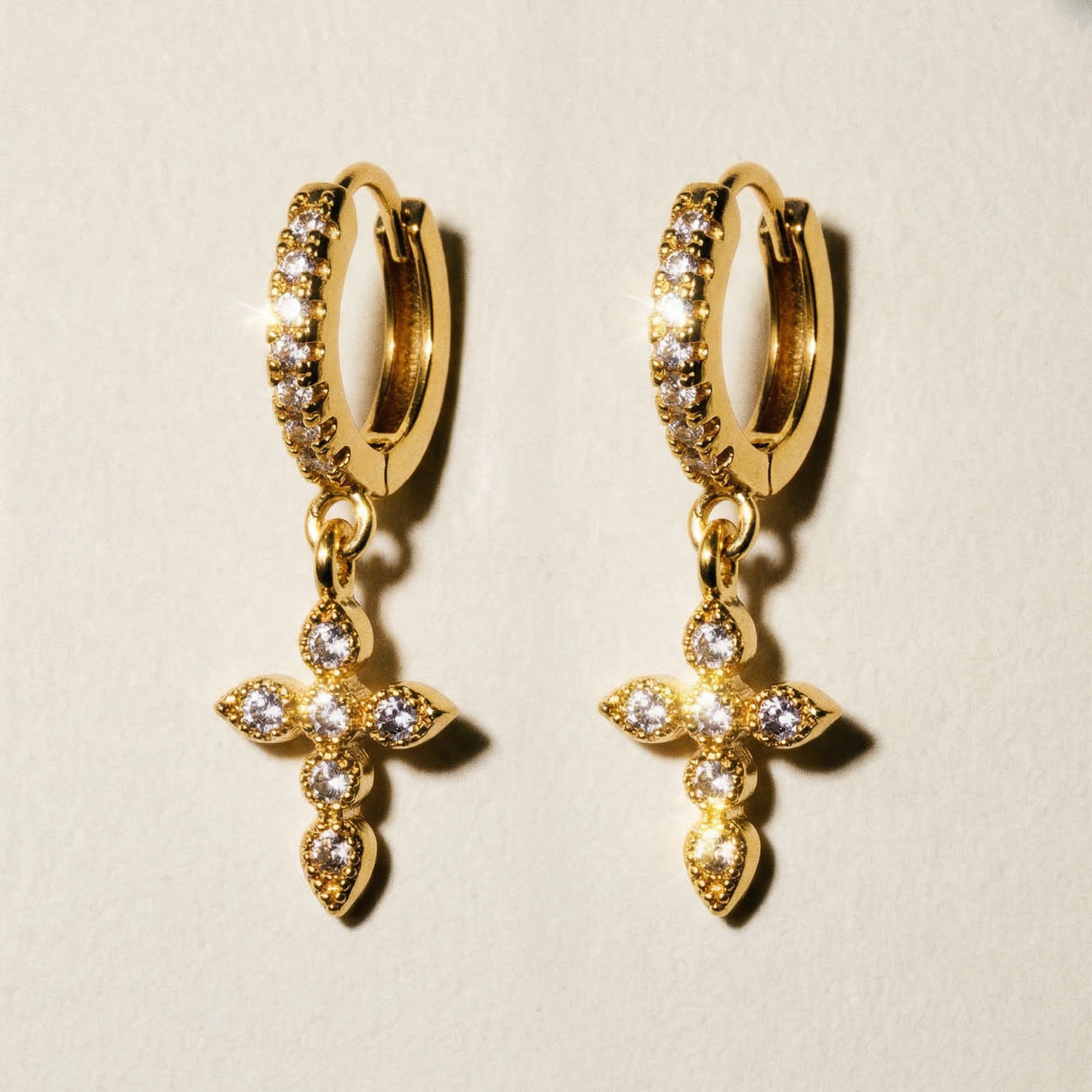 Petite Cross 18k Gold Plated Earrings