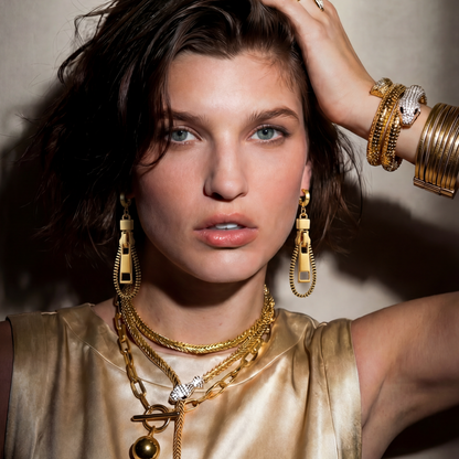 Gold Zip Earrings