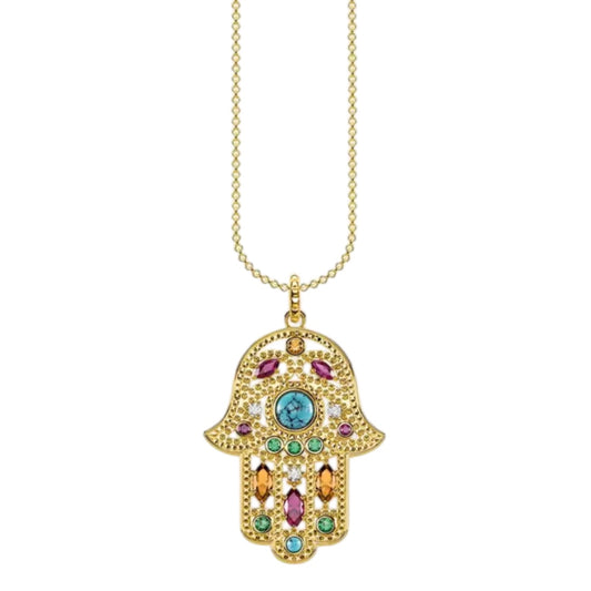 Hand of Fatima Gold Multi Tarot Necklace