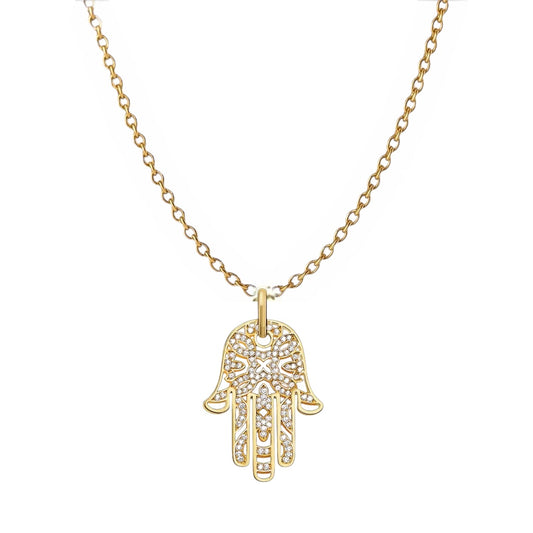 Hand of Fatima Gold Tarot Necklace