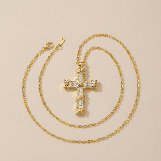 Alta Moda Gold Plated Cross Necklace - Necklace