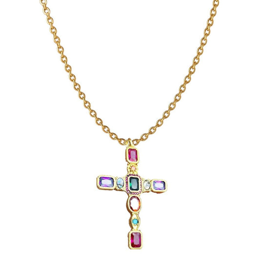 Alta Moda Gold Plated Cross Necklace - Necklace