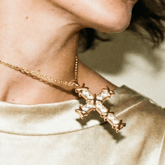 Alta Moda Gold Plated Cross Necklace - Necklace