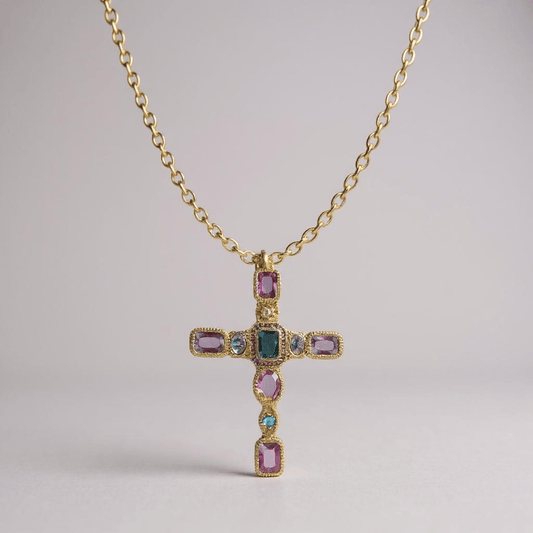 Alta Moda Gold Plated Cross Necklace - Necklace
