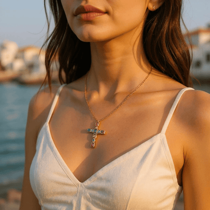 Alta Moda Gold Plated Cross Necklace - Necklace