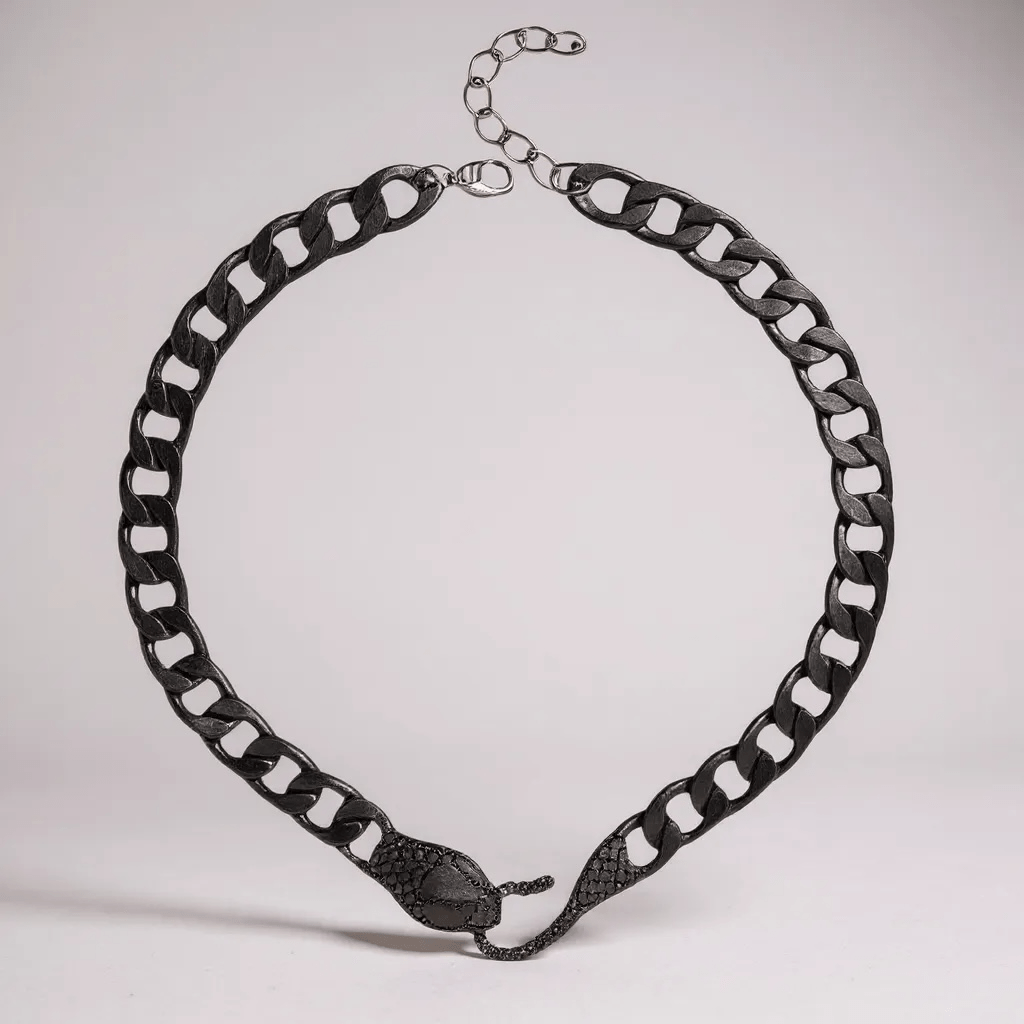 American Boy Matte Black Serpent Necklace - 