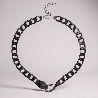 American Boy Matte Black Serpent Necklace - 