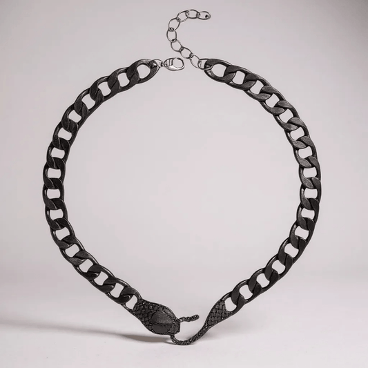 American Boy Matte Black Serpent Necklace - 