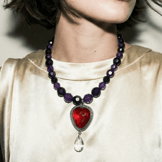 Amethyst and Ruby Red Dreams Vintage Statement Necklace - Necklace