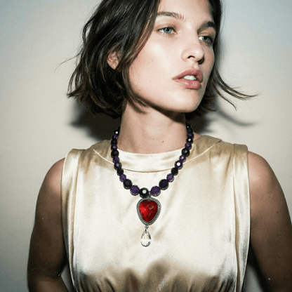 Amethyst and Ruby Red Dreams Vintage Statement Necklace - Necklace