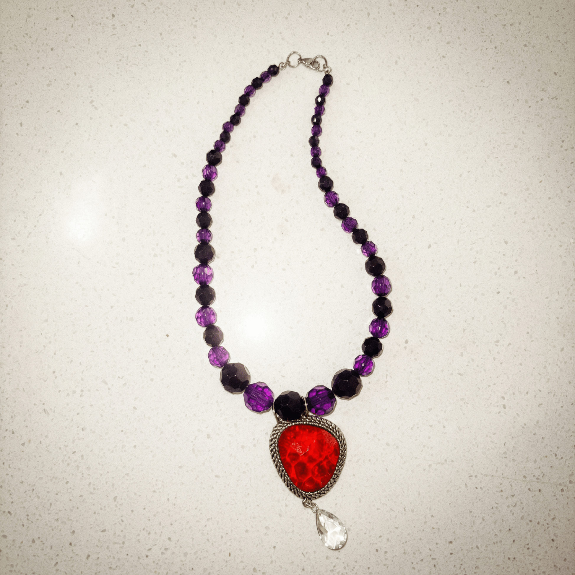 Amethyst and Ruby Red Dreams Vintage Statement Necklace - Necklace