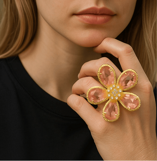 Ballroom Blitz Adjustable Pink and Gold Ring - Ring