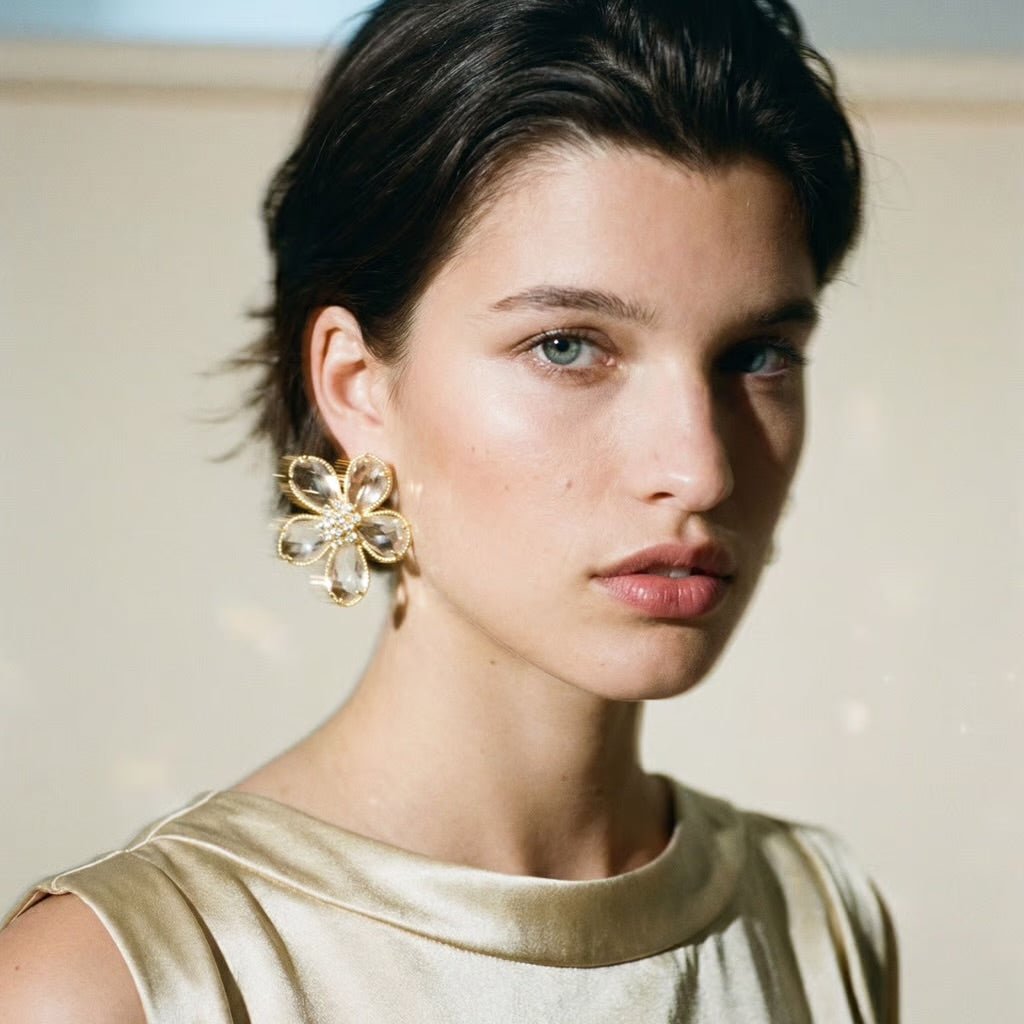 Ballroom Blitz Crystal and Gold Statement Earrings - earrings