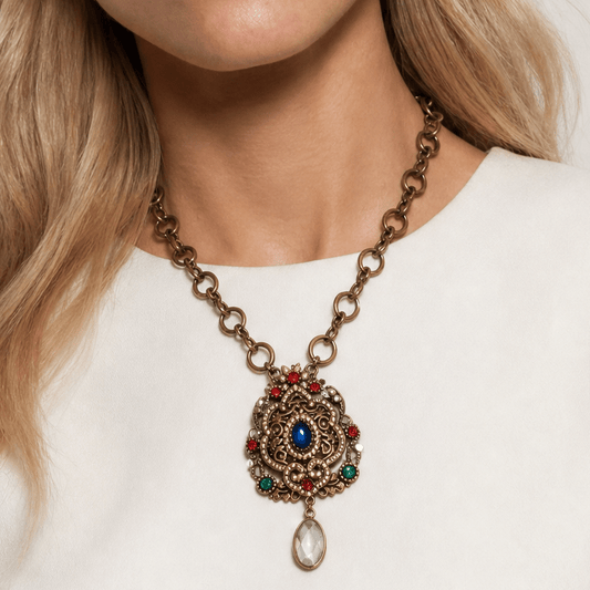 Baroque Antique Brass Vintage Necklace - Necklace