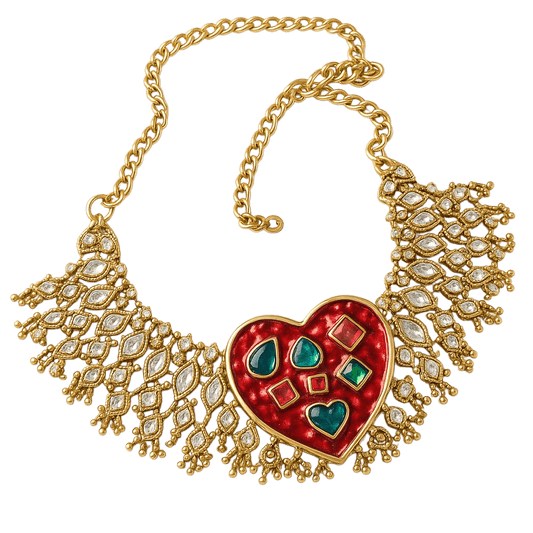 Behold My Diwali Heart Vintage Gold Necklace - Necklace