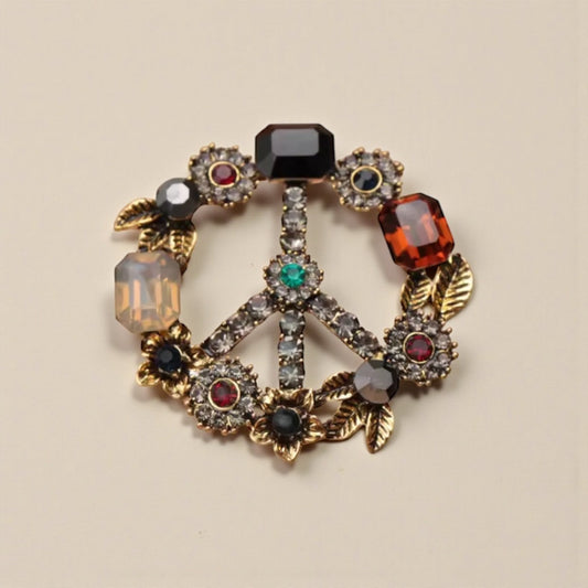 Bejewelled Peace Brooch - Brooch