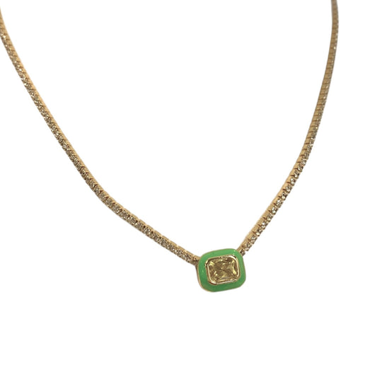 Bohemian Rhapsody Tennis Chain Lime Green Necklace-