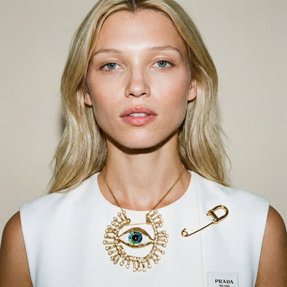 Bright Eyes Evil Eye Gold Statement Brooch - Brooch