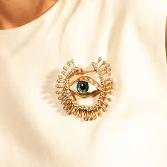 Bright Eyes Evil Eye Gold Statement Brooch - Brooch