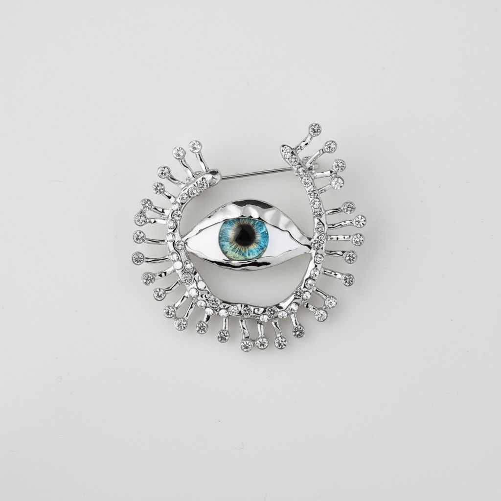 Bright Eyes Evil Eye Silver Statement Brooch - Brooch