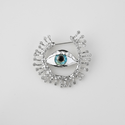 Bright Eyes Evil Eye Silver Statement Brooch - Brooch