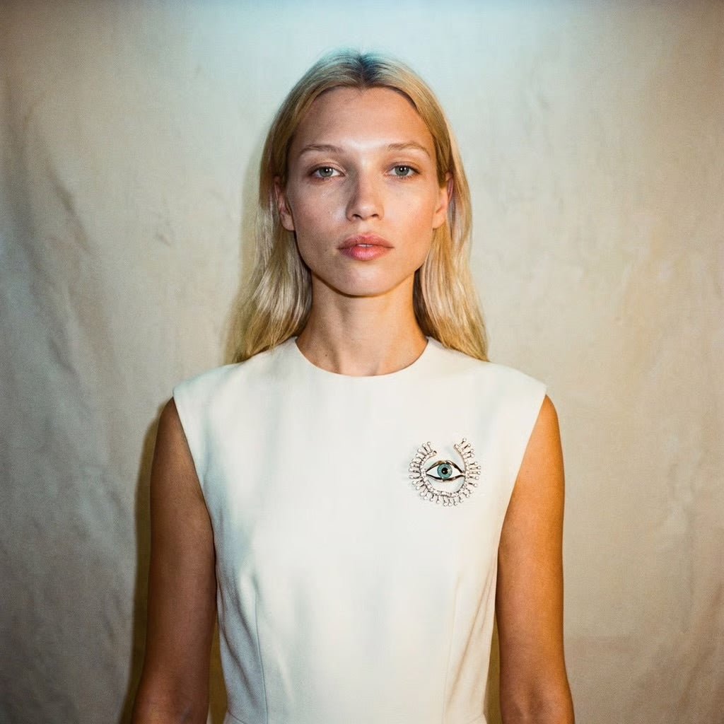 Bright Eyes Evil Eye Silver Statement Brooch - Brooch