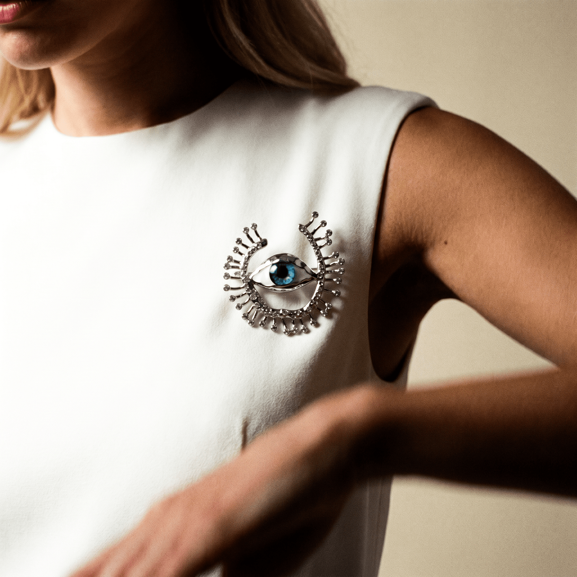 Bright Eyes Evil Eye Silver Statement Brooch - Brooch