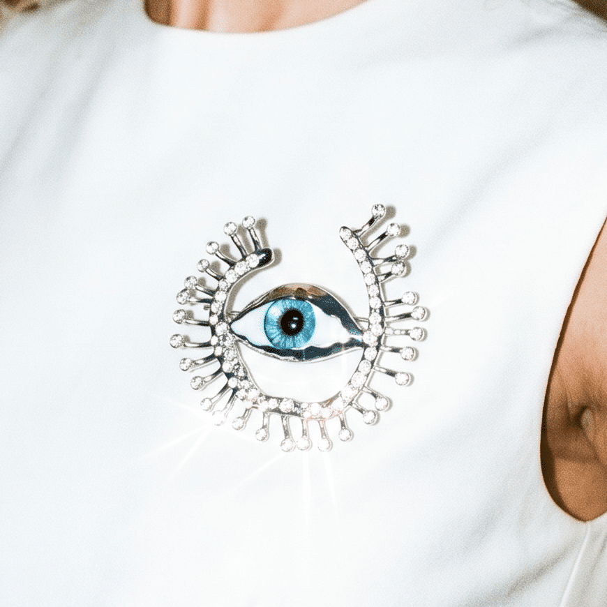 Bright Eyes Evil Eye Silver Statement Brooch - Brooch