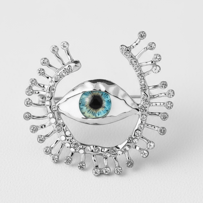 Bright Eyes Evil Eye Silver Statement Brooch - Brooch