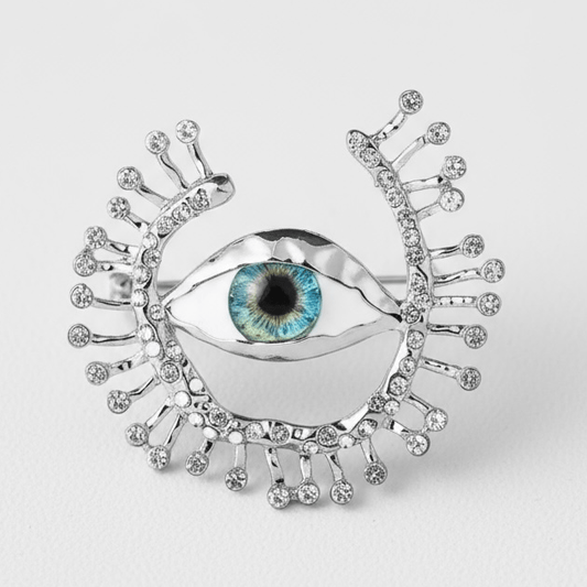 Bright Eyes Evil Eye Silver Statement Brooch - Brooch