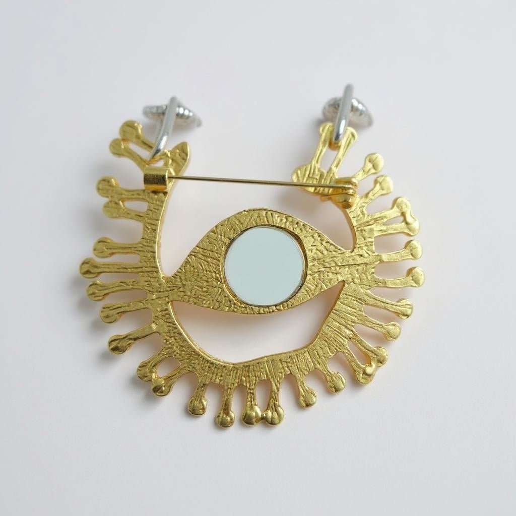 Bright Eyes Evil Eye Sterling Silver Statement Brooch Necklace - Brooch