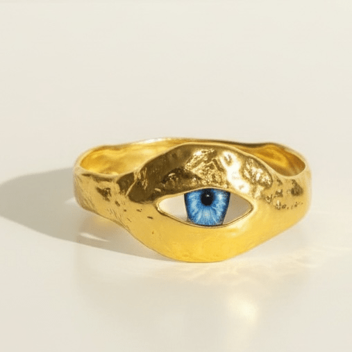Bright Eyes Gold Statement Bangle - Bracelet