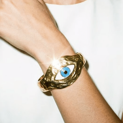 Bright Eyes Gold Statement Bangle - Bracelet
