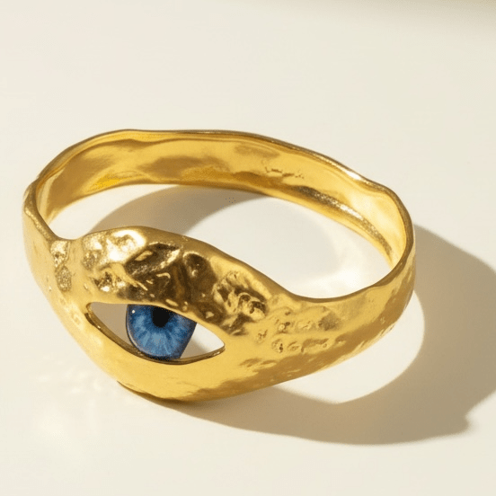 Bright Eyes Gold Statement Bangle - Bracelet
