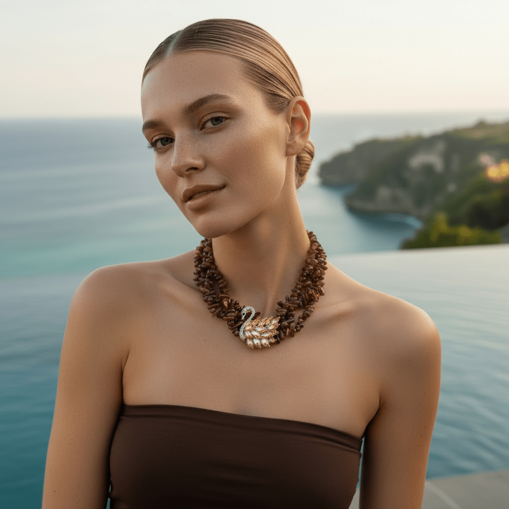 By The Seashore Chocolate Necklace and Brooch - 