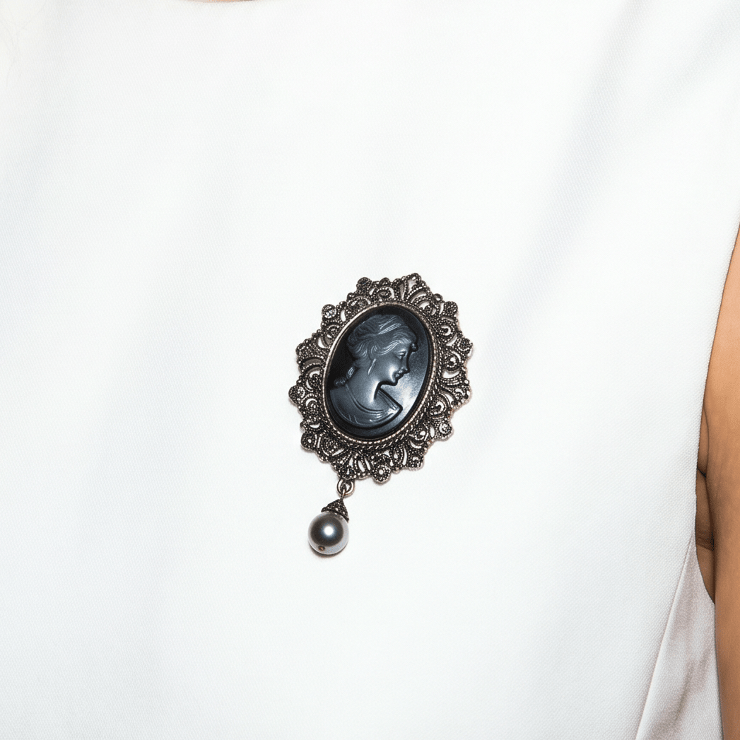 Cameo Antique Silver Brooch - Brooch