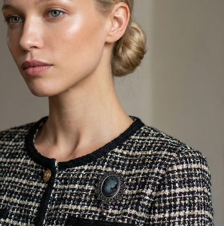 Cameo Antique Silver Brooch - Brooch