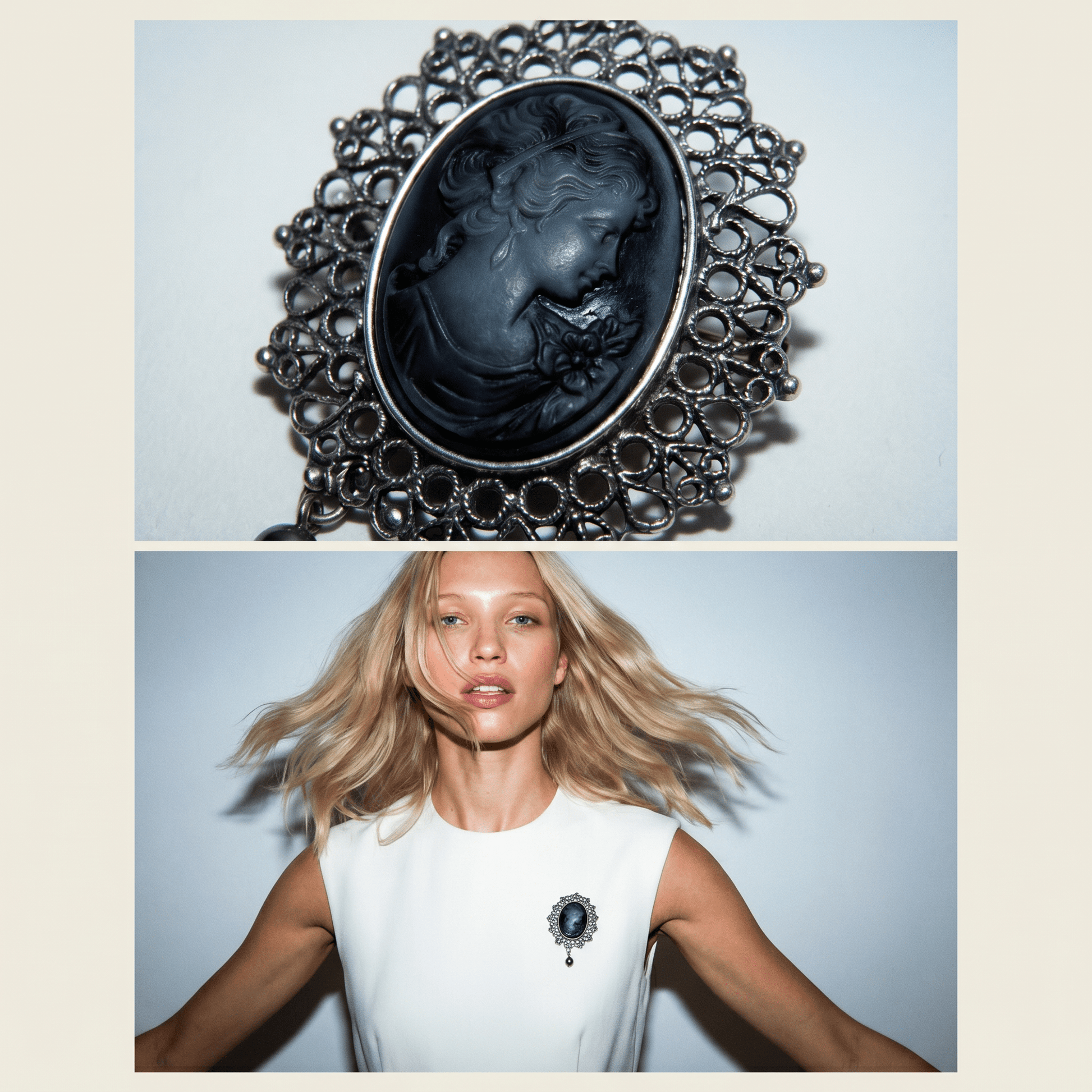 Cameo Antique Silver Brooch - Brooch