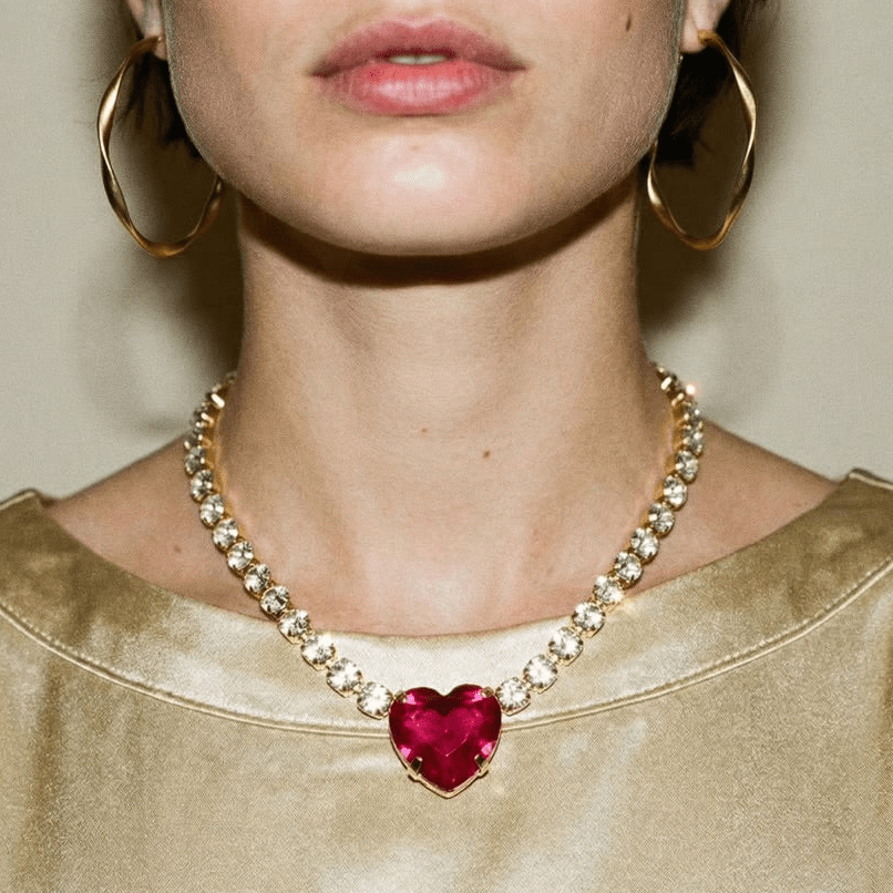 Can You Feel It Hot Pink Bling Necklace - 