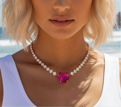 Can You Feel It Hot Pink Bling Necklace - 