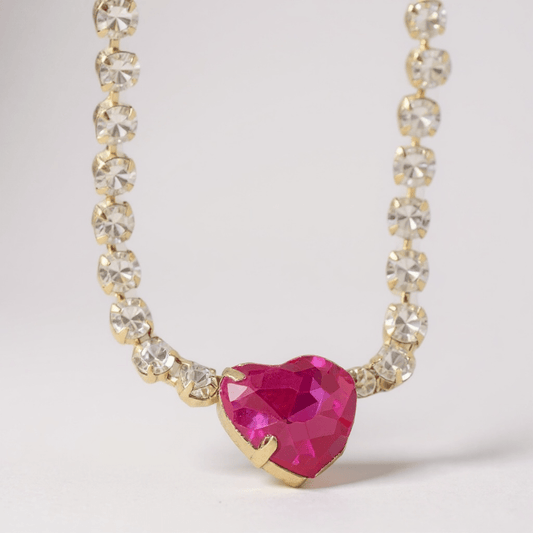 Can You Feel It Hot Pink Bling Necklace - 