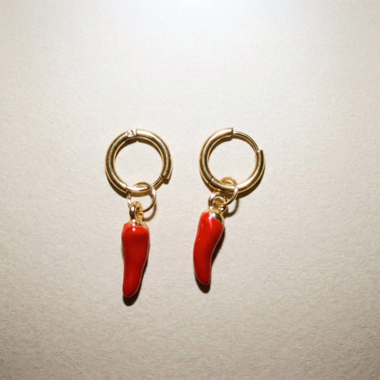 Chilli Gold Huggy Earrings - earrings
