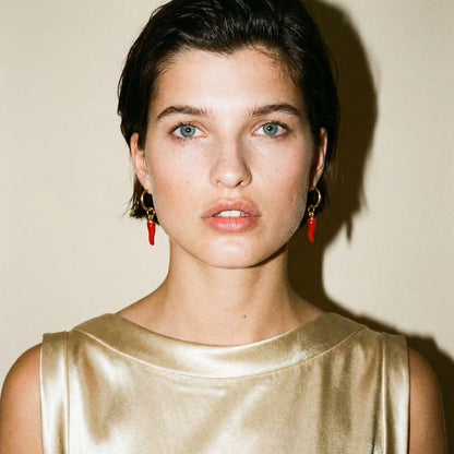 Chilli Gold Huggy Earrings - earrings